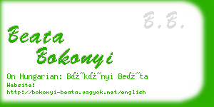 beata bokonyi business card